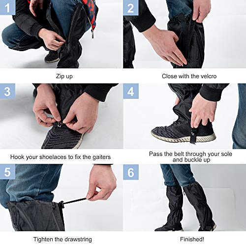 Leg-Gaiters-High-Waterproof-Snow-Boot-Shoe-Cover-with-Zipper-Adjustable-Breathable-Lightweight-Windproof-Sand-Proof-for-Outdoor-Hiking-Skiing-Backpacking-Trekking-Camping-Climbing-Snowshoeing