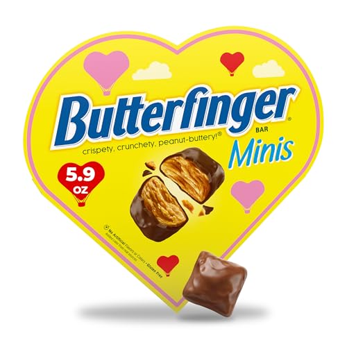 Butterfinger Minis, Peanut-Buttery, Chocolatey Candy Bars, Valentine’s Day Heart Box, 5.9 oz