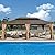 Domi Hardtop Gazebo 14x24FT, Outdoor Gazebo with Galvanized Steel Double Roof, Aluminum Frame, Built-in Gutter System, Curtain and Netting, Metal Gazebo Pavilion for Patio Deck Garden, Wood-Looking