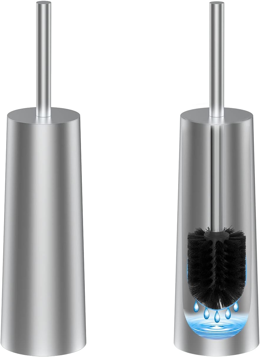 Toilet Brushes for Bathroom 2 Pack, Homexpect Compact Freestanding 304 Stainless