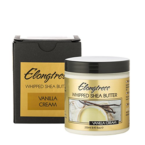 Whipped Shea Butter By Elongtress: All Natural Moisturizing Shea Butter For Flawless Skin And Luscious Hair –Nourishing And Rejuvenating Body And Face Moisturizer - 8 Fragrances (Vanilla Cream)