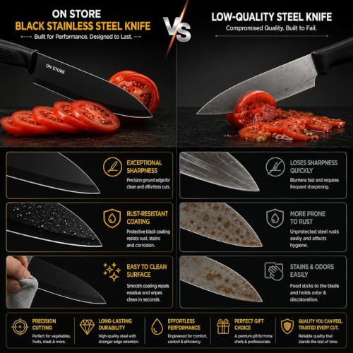 Image of Kitchen Knife Set 3-Piece, Stainless Steel Chef Knives, Sharp Cutting Knives for Kitchen, Vegetable, Fruit & Meat Cutting (3 Knife Set)