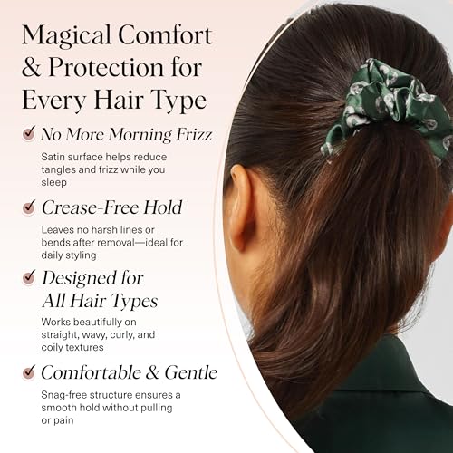 Image of Harry Potter x Kitsch Satin Scrunchies - Softer Than Silk, Damage Free Hair Ties for Girls and Women, Featuring All House Crests- Hair Accessories for All Hair Types | Ideal Gifts for Women - Set of 4
