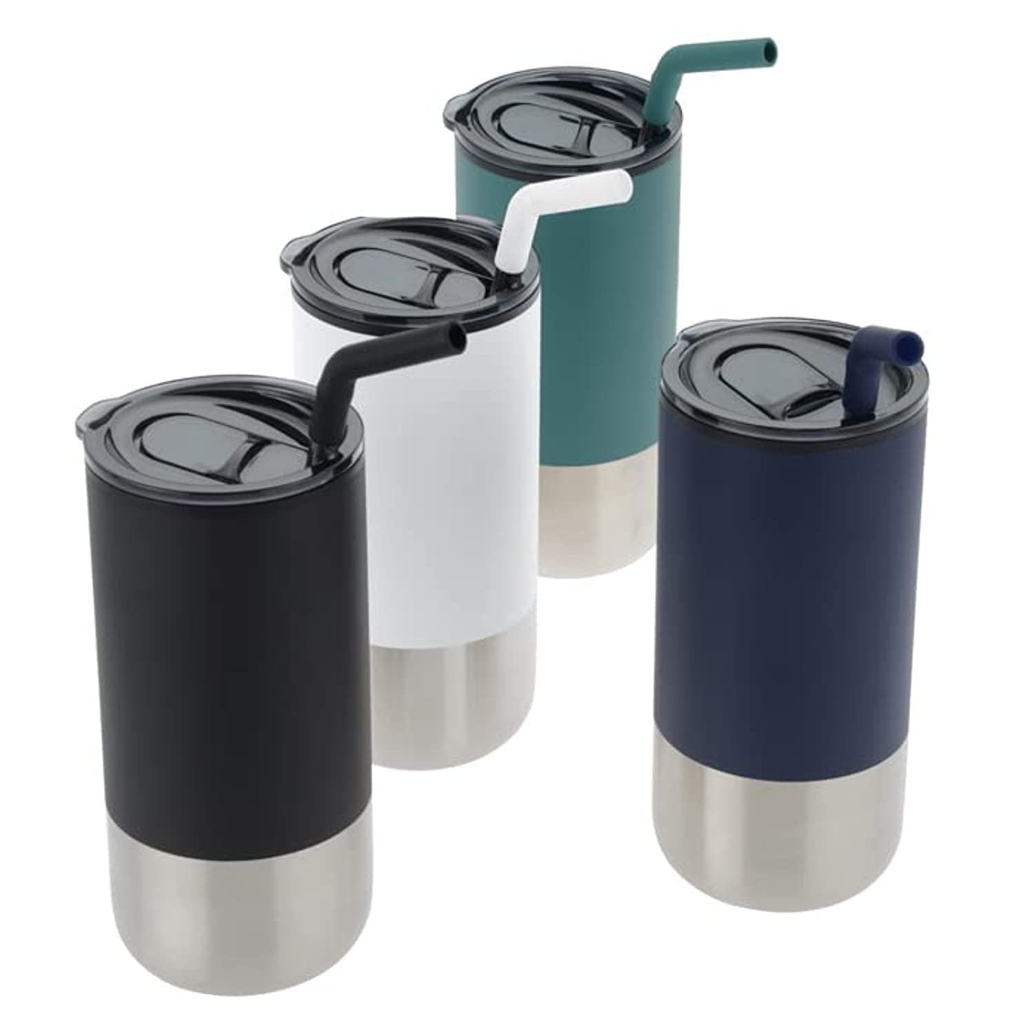 Hans Larsen Tumbler with straw | Tumbler hot and cold tumbler stainless steel vacuum insulated tumbler cup 18oz Coffee Travel Mug - with Reusable Straw (White)