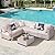 PAIQIAN 7 Piece Sectional Sofa Set Outdoor, Rattan Patio Furniture Set, Outdoor Sectional Furniture, Rattan Chairs Glass Table Wicker Conversation Seating Sectional Sofa with Cushions (Gray Beige)