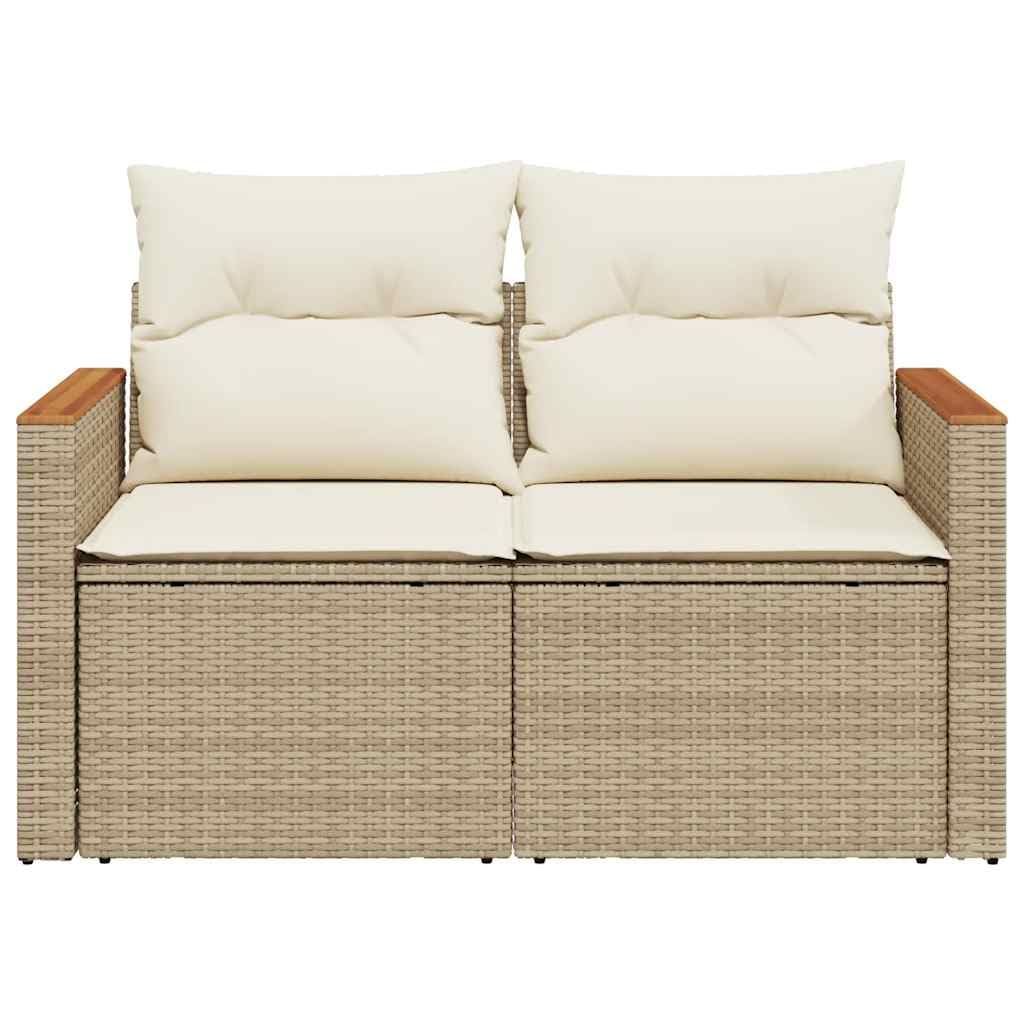 vidaXL Canapé de Jardin avec Coussins 2 Places, Siège avec Housse, Meuble de Terrasse Patio Balcon Extérieur, Beige Résine Tressée