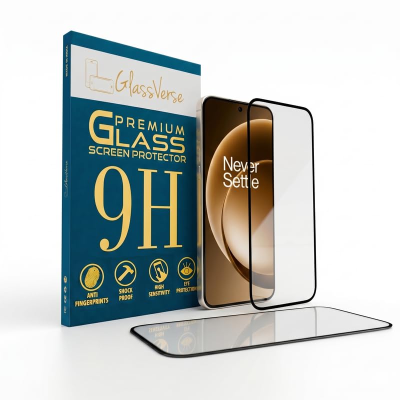 Image of GlassVerse PureView Tempered Glass for Oneplus 15 | Crystal Clear, 9H Hardness Screen Protector, Edge to Edge, Case Friendly, Hassle-less Installation Kit Included. (Pack of 1)