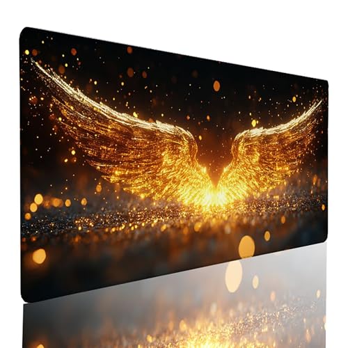Tapis de souris XXL jaune durable avec bords cousus de qualité supérieure