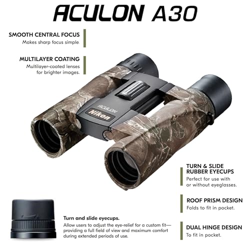 Nikon ACULON A30 10x25 TrueTimber KANATI Camo Binocular | Dual hinge design, Fully multi-coated lightweight Binocular, Smooth Central Focus Knob | Official Nikon USA Model - image 6