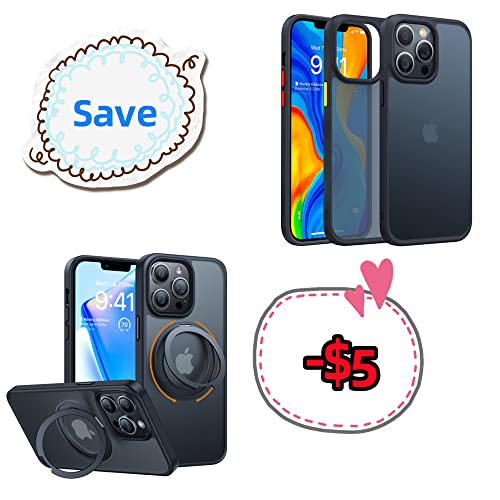 TORRAS 360°Rotatable Ring for iPhone 13 Pro Max Case [Compatible with Magsafe] with Stand, Magnetic Ring Holder Military Grade Shockproof Translucent Back Slim Fit Phone Case UPRO Ostand Pro, Black