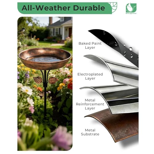 Bain d'oiseaux en métal et mangeoire extérieure pour le jardin - 6