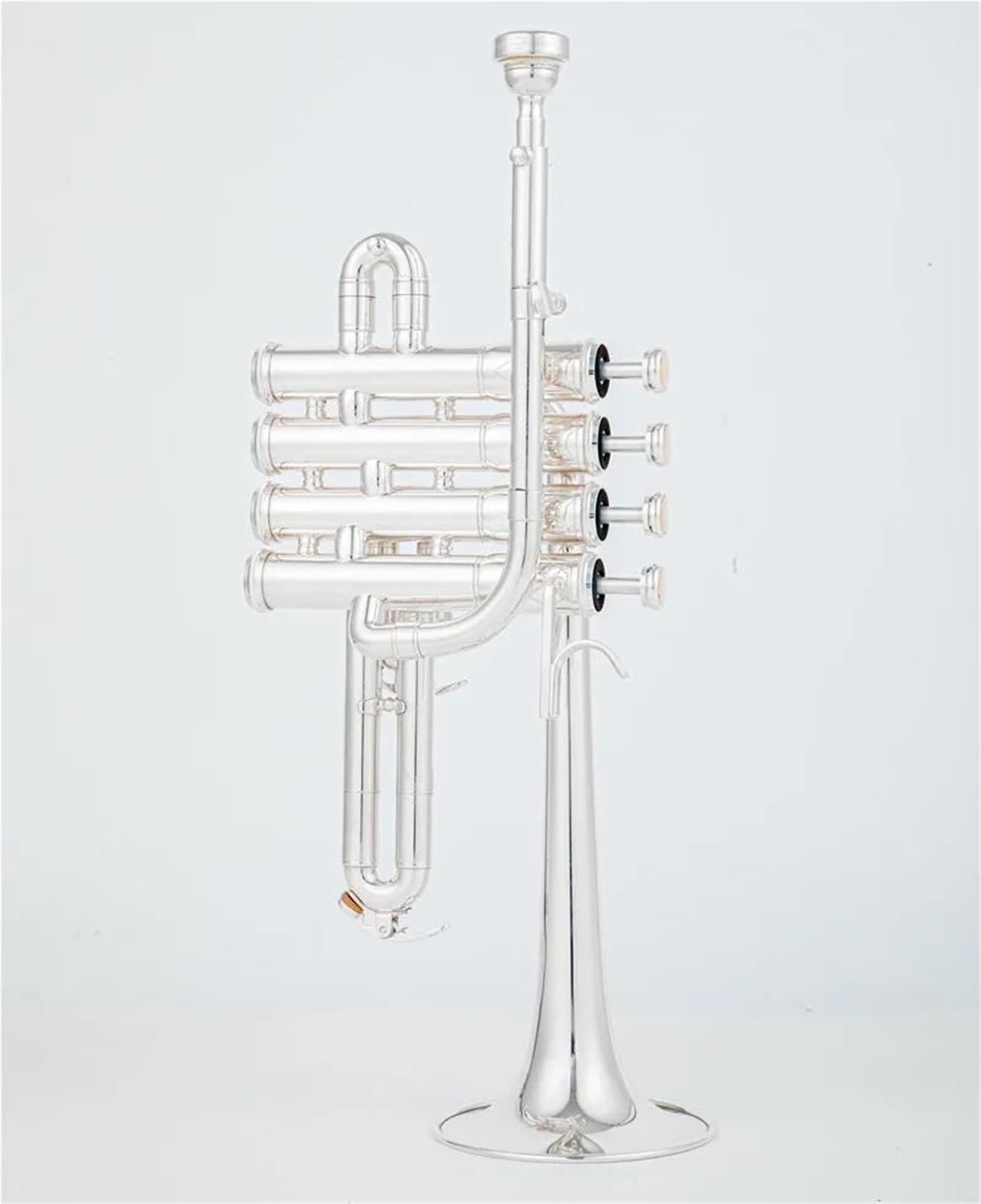 Professionelle Bb-Sopran-Trompete Messing Gold Und Silber Lack Legierung Kolben Trumpet(Silver)