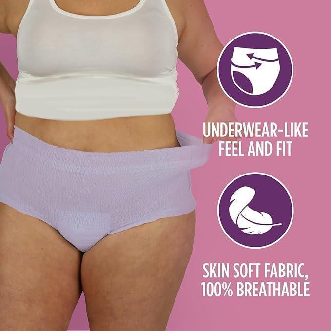 Generic Assurance Women's Incontinence & Postpartum Underwear, 2XL, Maximum Absorbency (54 Count), Purple
