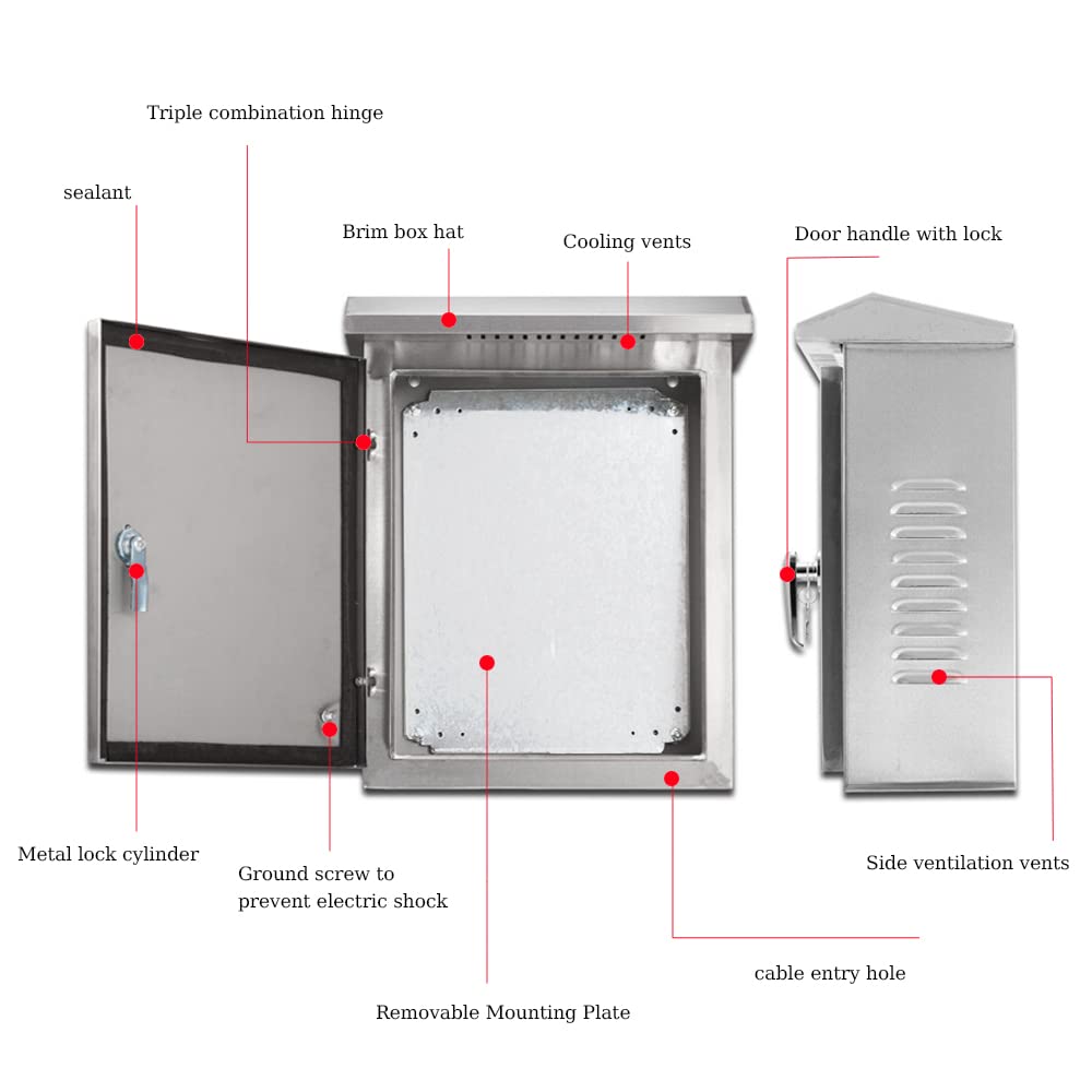 Outdoor Stainless Steel IP65 Waterproof Electrical Box Wall-Mounted Project Distribution Box For Electronic With Mounting Plate - 13