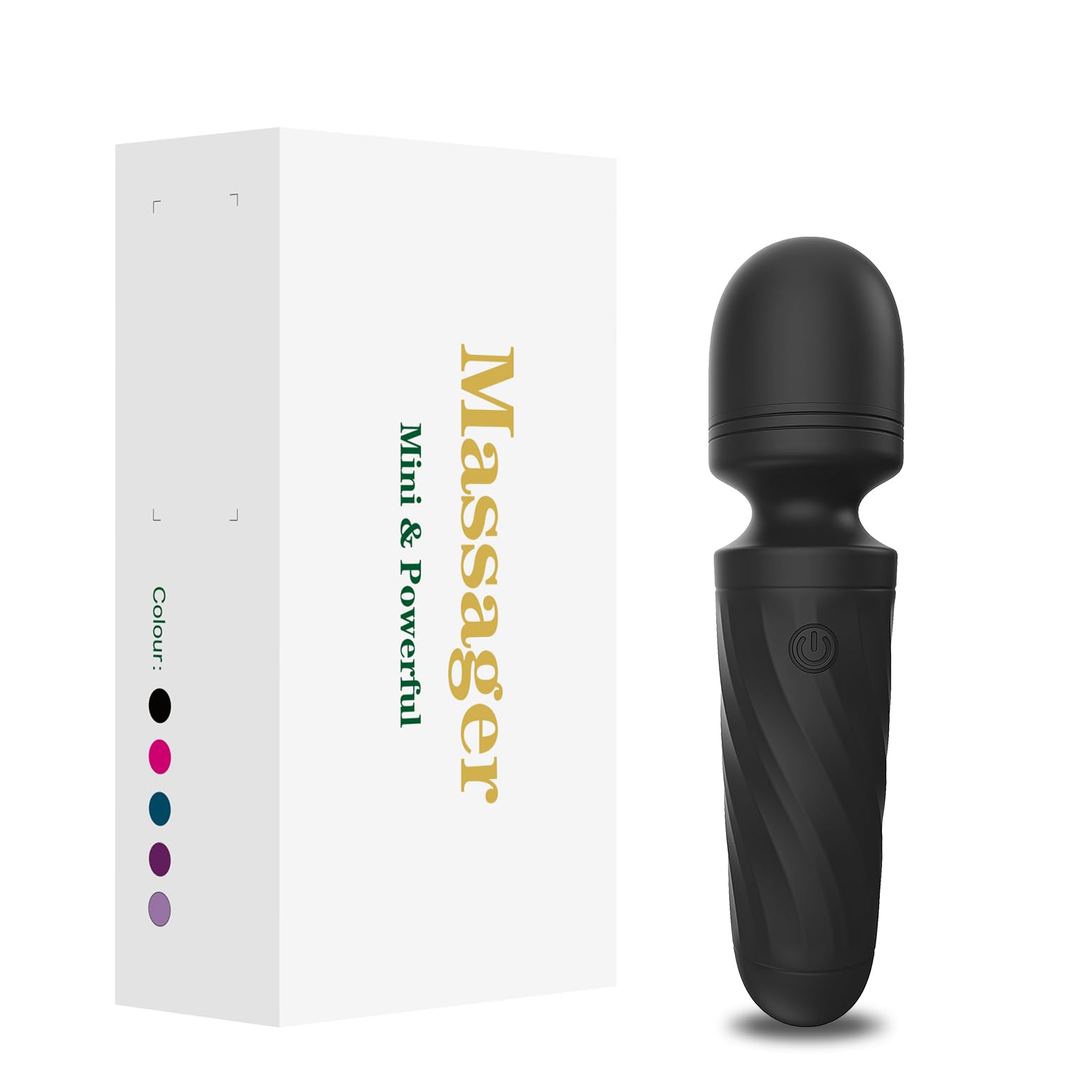 Mini massaggiatore bacchetta impermeabile, 10 vibrazioni (nero)