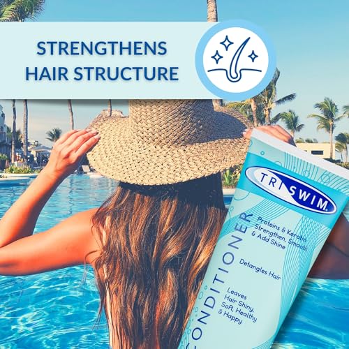 TRISWIM Swimmers Hair Conditioner | After Swim Care | Moisturising Detangling Regenerating Vegan Conditioner For Swimmers (251ml) - Image 7