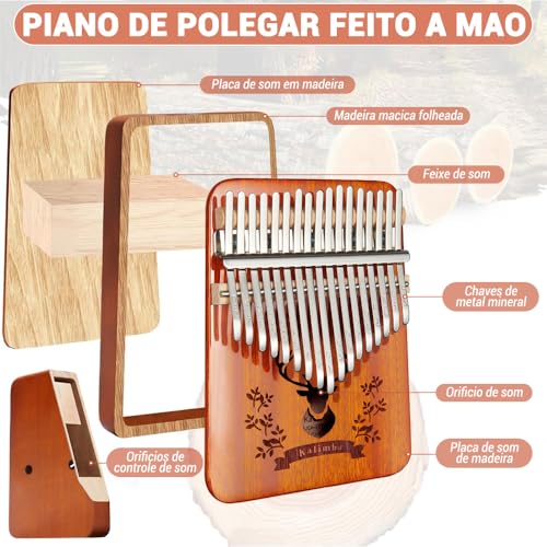 Kalimba, Kalimba Piano de polegar 17 teclas, Instrumento Musical, Piano de Polegar, Piano de Dedo, I
