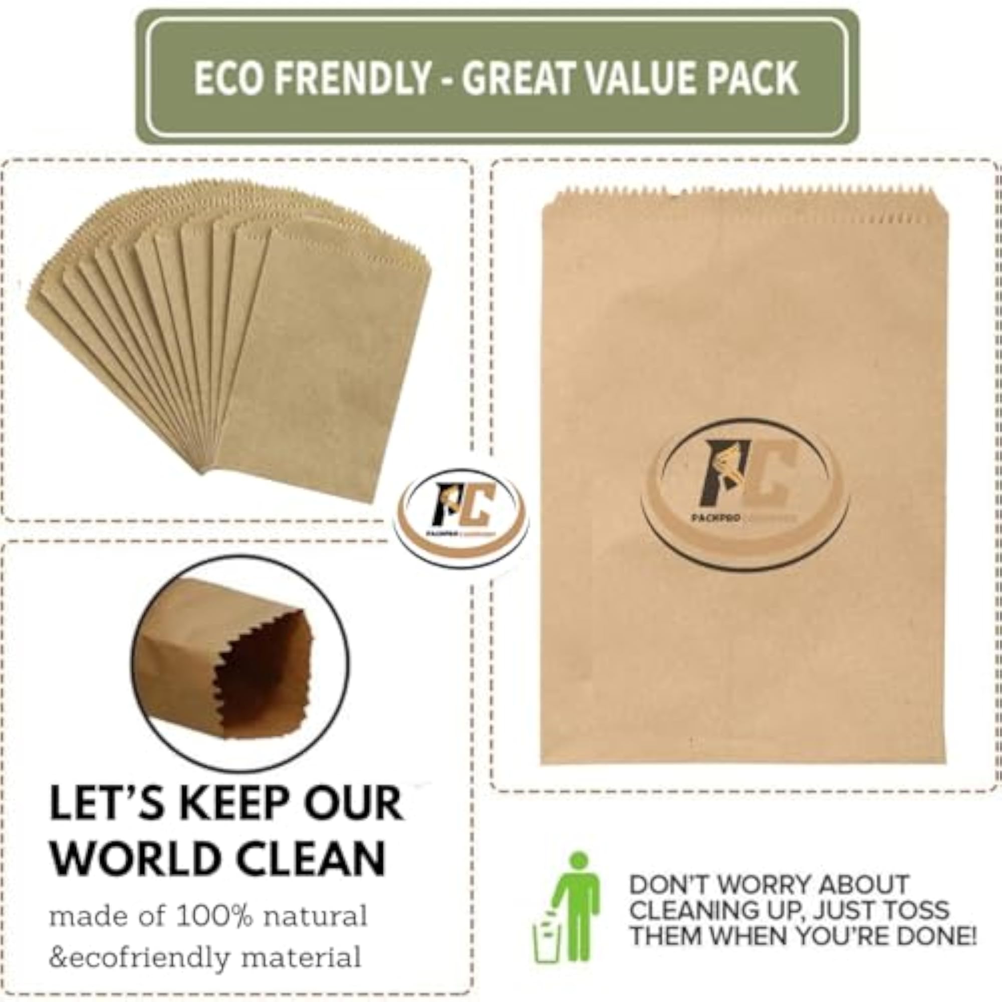 Small Kraft Paper Covers, Eco-Friendly Recyclable Bags
