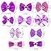 20 PCS Cute Dog Hair Bows with Rubber Bands Elastic Handmade Mix Style Lace Rhinestone Pearls for Furry Puppy Cat Pet Girl, Dark Purple
