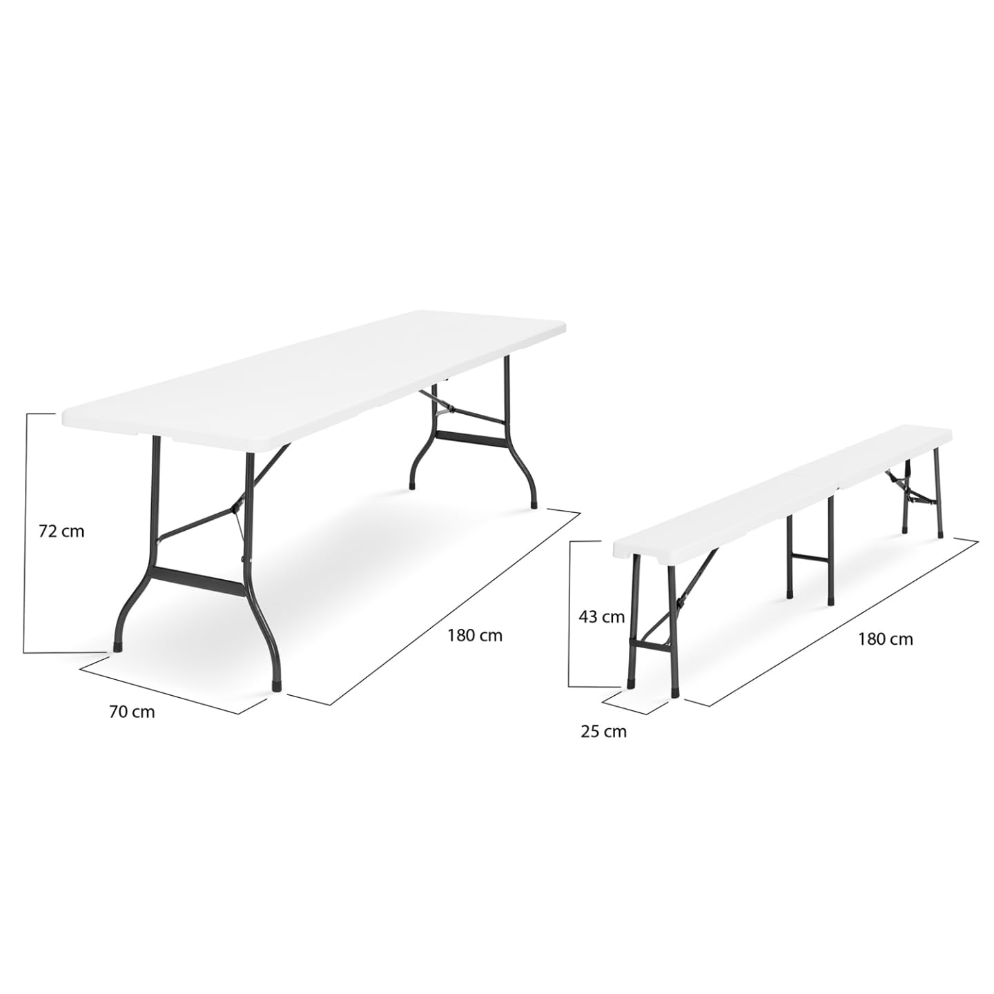 Probache - Table Pliante d'appoint Portable 180 cm et 2 bancs Pliables pour Camping ou réception