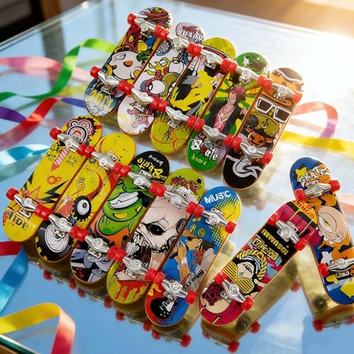 15Pcs finger skateboards Finger Mini Skateboard Toy Skateboards Toy Deck Truck fingerboards Skate Party Bag Fillers Favors Gifts for Boys Girls (Random Patterns) - Image 4