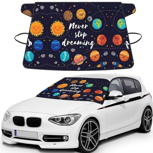 Housse de pare-brise de voiture imprimée planète protection anti-givre et neige universelle