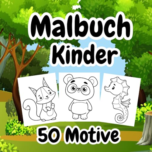 Malbuch Kinder  ab 2 Jahre 50 Tier-Motive Kinder Malbuch über 100 Seiten Dickes erstes Malbuch zum Ausmalen Für den ersten Kritzelspaß!  Malbücher für Kleinkinder Band 3