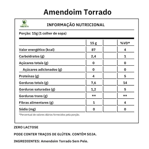Amendoim Torrado S/ Pele S/ Sal 1Kg - Terra Vitta