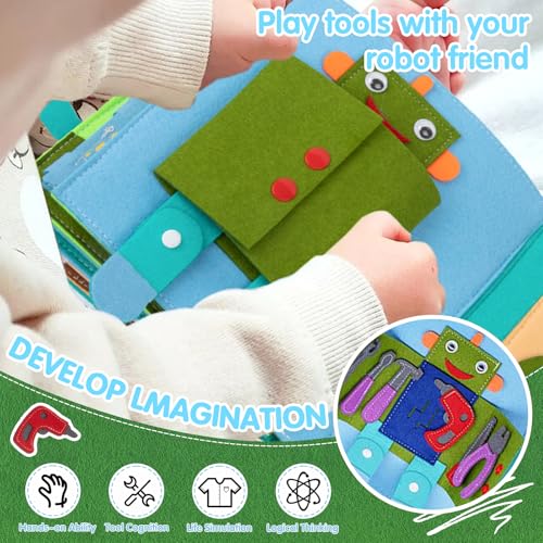 Image of Daily Life of Boys Busy Book for Toddlers,Montessori Busy Books,Preschool Felt Busy Quiet Book Learning Life Skills,House Pretend Play Dress UP Game,Montessori Toys for 3 4 5 Years Autism Sensory