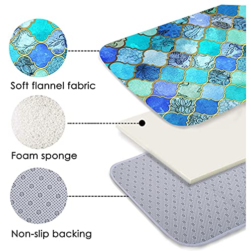 WODEJIA Bath Rugs Sponge Foam Soft for Bathroom and Kitchen,Flannel Mat Non Slip Bright 3D Printed for Bedside and Living Room,Clearance MatS Absorbent Moisture Dust Forlaundry Room(Blue Morrog - Image 4