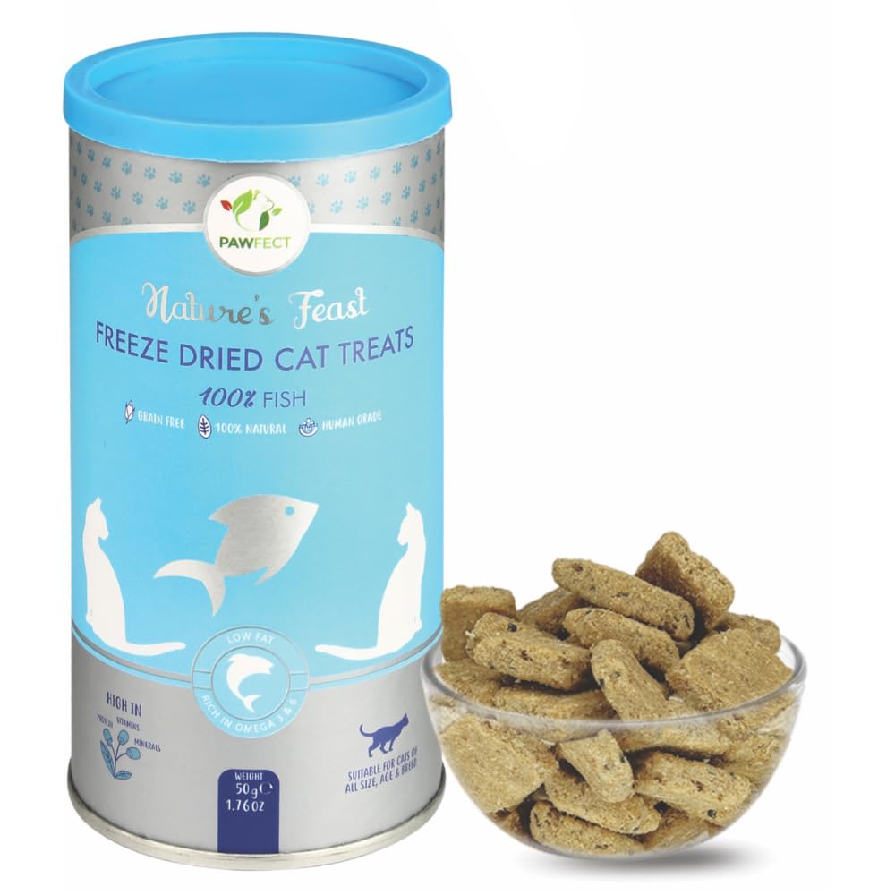 Pawfect TreatsFreeze Dried Cat Treats - Fish Treats for Cats | Provides Omega3 | Supports Eye Health & Digestion | Maintains Joint Health | Grain-Free (1.7oz)