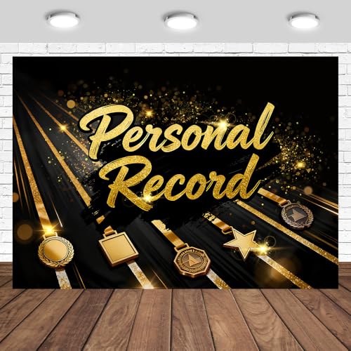 Tcoyodw Personal Record Backdrop 7x5ft Black Gold Marathon Personal Record
