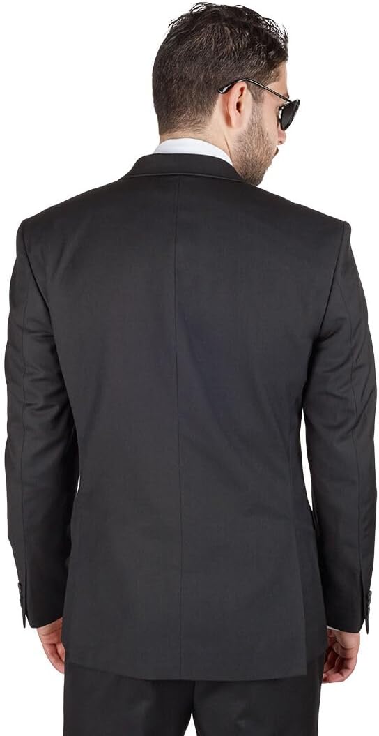 AZAR MAN Slim Fit 3 Piece Vested Solid Black 2 Button Notch Label