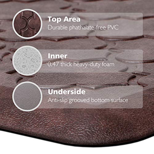 Wiselife Kitchen Mat Cushioned Anti Fatigue Floor Mat,17.3"X60", Thick Non Slip Waterproof Kitchen Rugs And Mats,Heavy Duty Foam Standing Mat For Kitchen,Floor,Home,Office,Desk,Sink,Laundry, Brown #TOP5