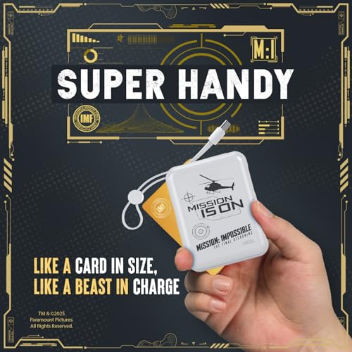 Image of Mobilla x Mission: Impossible - MPower X2 Limited Edition Powerbank | 27W High-Speed Output | 10000mAh Battery | Built-In Type-C & Lightning Cables | Dual Fast Charging Ports | Battery Display (White)