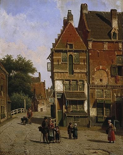 Tableaux Tableau Toile Willem Koekkoek Scène de Rue Néerlandaise 60x90