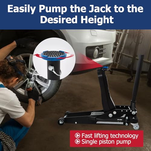 GAOLLY 3 Ton Floor Jack, Aluminum and Steel with Dual Pistons Quick Lift Pump for Sport Utility Vehicle, Low Profile Lifting Range 2.95\" -27.5\", Black