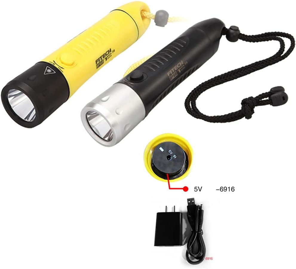 Waterproof LED Flashlanp Underwater Lights 3 Modes for Underwater Sports Black and Yellow 2 Colors to Choose Diving Lamp