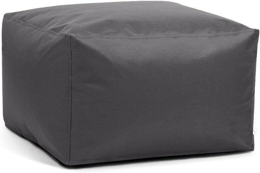 SXBCyan Waterproof Square Pouf Ottoman Cover Footstool Without Filler Outdoor Beach Garden Beanbag Pouf Puff Salon Floor Seat Futon Stool Bench(Gray,3XL-65x65x40cm-cover)