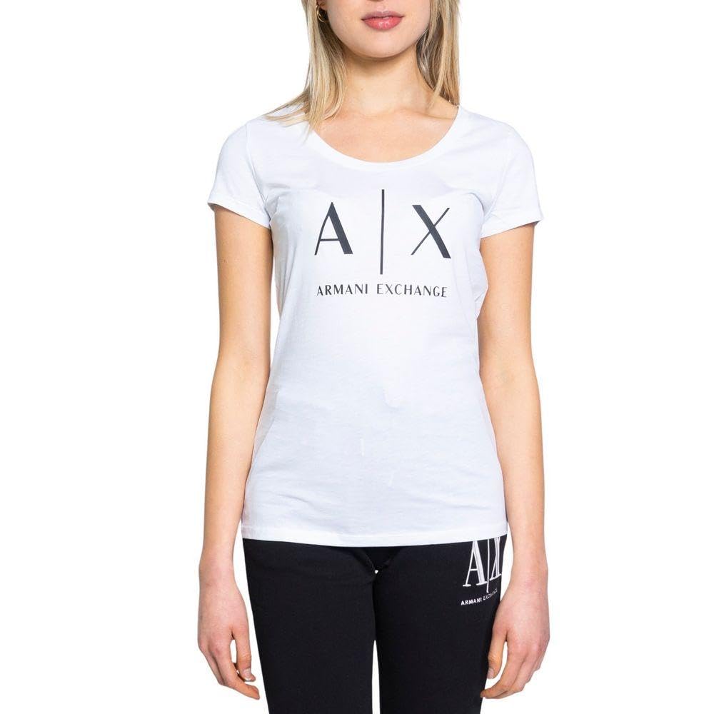 Armani Exchangewomens Scoop Neck Logo Tee T-Shirt