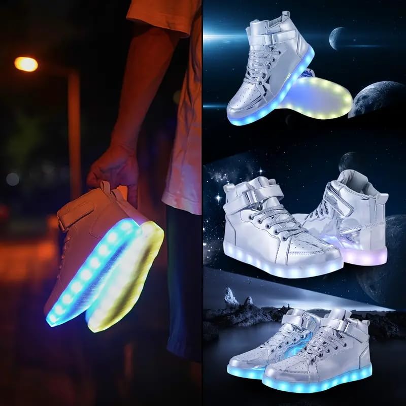 Unisex LED Light Up Shoes, Fashion High Top Party Dancing LED Sneakers USB Rechargeable Glowing Luminous Shoes for Men, Women, Teens3