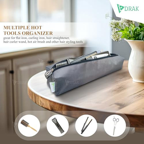 Image of EDRAK Hair Tools Organizer Bag, Case,Cover Portable Travel Heat Resistant Storage Bag for Curling Irons, Flat Irons, Hair Straightener, Hot Air Brush and Hair Styling Tools.(Grey)