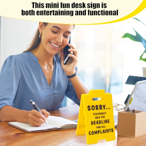 Funny Office Desk Sign, Acrylic Funny Yellow Desk Sign Decor Practical Office Cubicle Decoration Accessory Supplies for Women Men Boss Employee Coworker (Deadline Style) - Thumbnail 6
