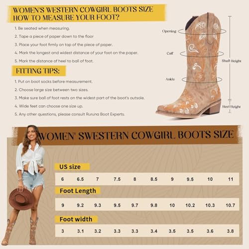 Image of Cowboy Boots for Women, Pointed Toe Chunky Heel | All-day walking comfort design, versatile for daily outfits, country music festivals and western style occasions