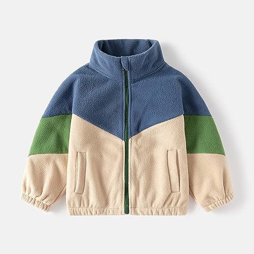 Toddler Boys Toddler Fall/Winter Boys' Standing Collar Colorblock Zipper Jacket Has Pockets Elastic Hem And Cuffs2