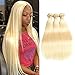 Blonde Straight Human Hair Bundle Weaves 613 Blonde Hair 3 Bundles Remy Hair Extensions Real Hair Weave Weft Extensions Can Be Restyled (18 20 22)
