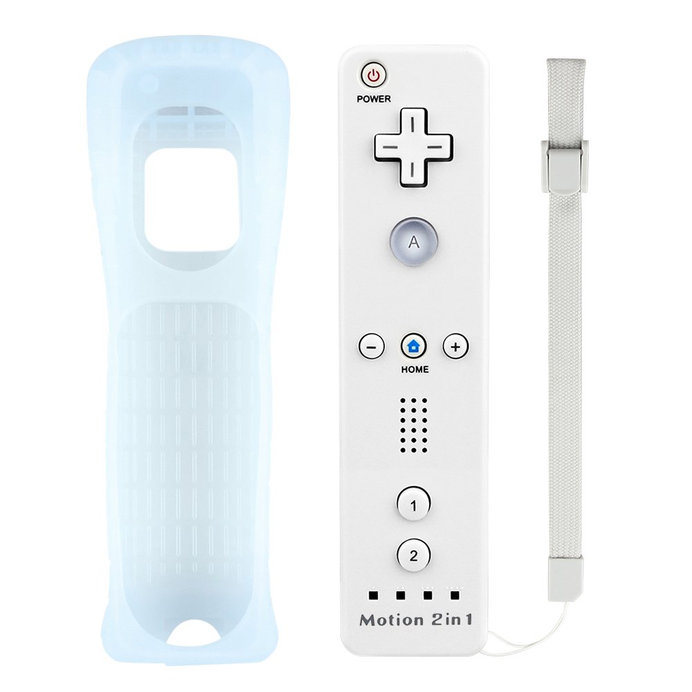 Lavuky Remote Plus Control for Wii/Wii U, WR06 Wii Motion Plus Remote with Silicone Case and Wrist Strap -White(3rd-Party Product)