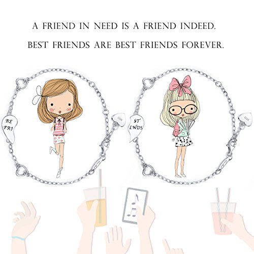 “BEST FRIENDS” Engraved 925 Sterling Silver Half Heart Shaped Inspirational Friendship Bracelets Set of 23
