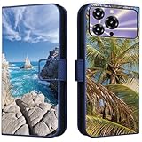 CAXKJE Lederhülle für Oukitel C69 Personalisierte Handy Hülle,mit Eigenem Foto Bild Text Persönliche Schutzhülle,Leder Flip Hülle Schutzhülle Stoßfest Hülle -SAMHD-Blue