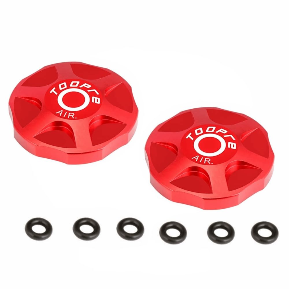 Photo 1 of Anu Limen Fork Cap Suspension Cover, Aluminum Alloy Air Valve Top Caps for MTB,Mountain Bike and Road Bike Suspension Fork Air Chamber Protection Use(Red)